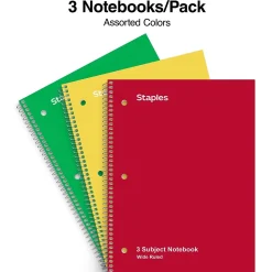 Staples 3-Subject Notebook, 8