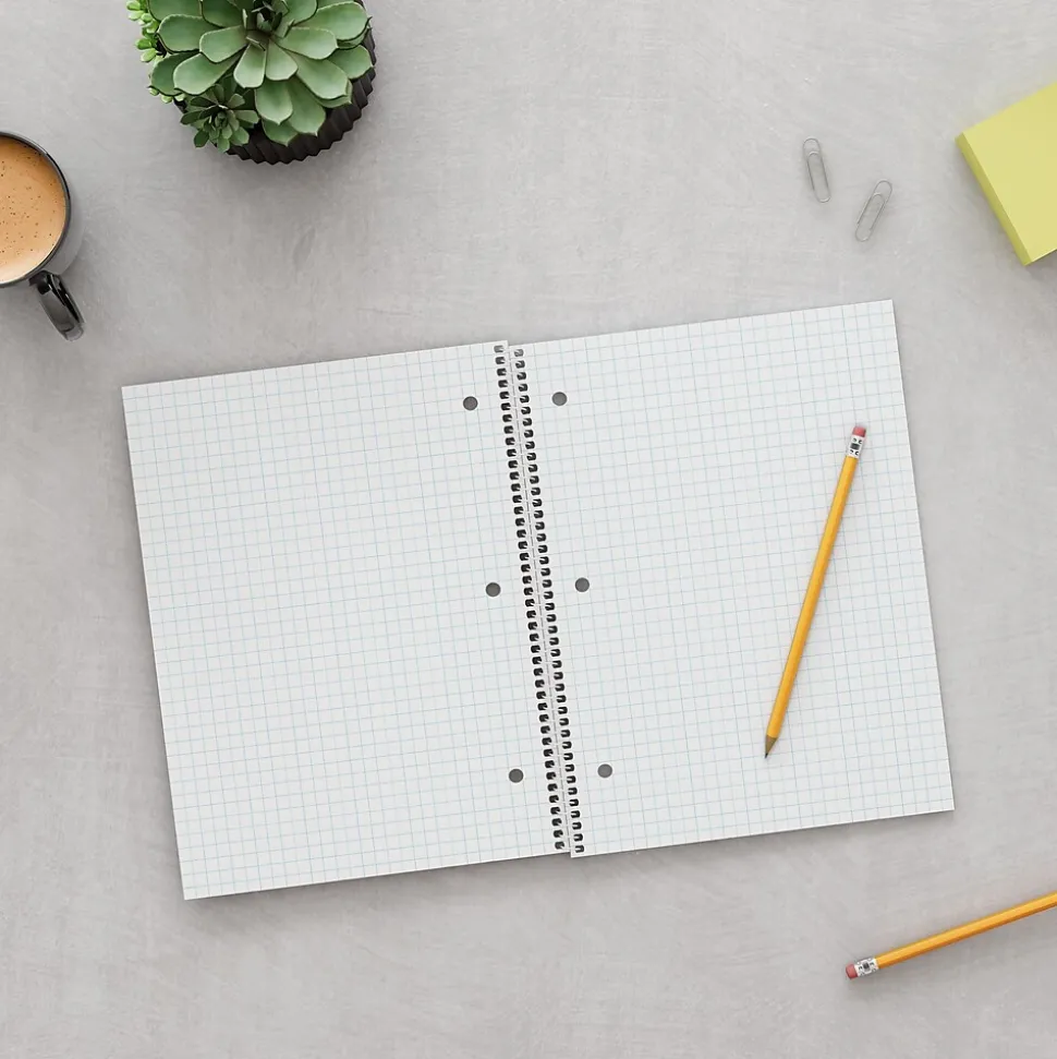 Staples 1-Subject Notebooks, 8" x 10.5", Graph Ruled, 70 Sheets, Red (ST23984C)