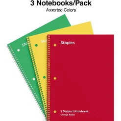 Staples 1-Subject Notebooks, 8