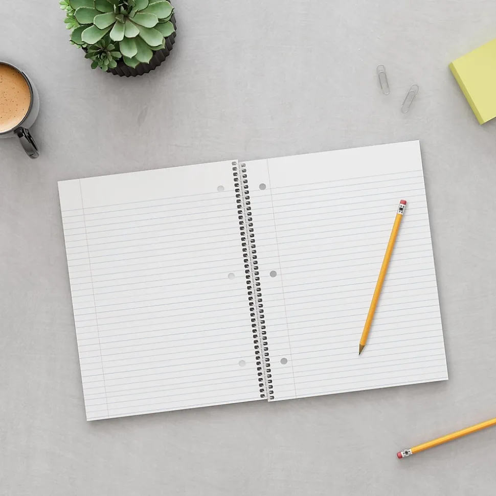 Staples 1-Subject Notebooks, 8" x 10.5", Wide Ruled, 70 Sheets (ST54893C)