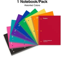 Staples® 1-Subject Subject Notebooks, Other, College Ruled, 100 Sheets, Black (42077M)