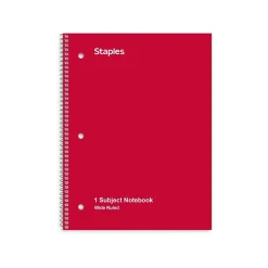 Staples® 1-Subject Subject Notebooks, 8" x 10.5", Wide Ruled, 75 Sheets, Assorted Colors (54895B/27615)