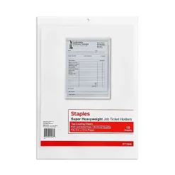 Staples Super Heavy Weight Job Ticket Holder, 9" x 12", Clear, 10/Pack (15946-CC)