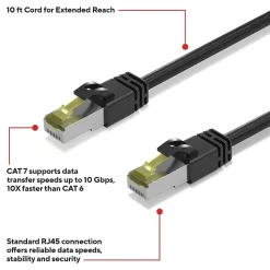Staples TECH 10' Cat 7 Ethernet Cable, Male to Male, Black (ST62461)