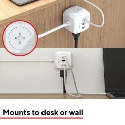 Staples TECH 5' Extension Cord, 3-Outlet, 14 AWG, White (ST62348)