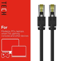 Staples TECH 20 ft. Cat 7 Ethernet Cable, Male to Male, Black (ST62462)