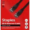 Staples TECH 25 ft. Cat-6 Ethernet Cable, Male to Male, Black (ST62457)