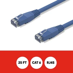 Staples TECH 25 ft. Cat-6 Ethernet Cable, Male to Male, Blue (ST62451)