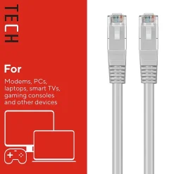 Staples TECH 25 ft. Cat-6 Ethernet Cable, Male to Male, Gray (ST62446)