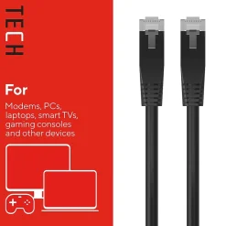Staples TECH 7 ft. Cat-6 Ethernet Cable, Male to Male, Black (ST62458)