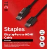 Staples TECH 6 ft. Display Port to HDMI Audio/Video Cable, Male to Male, Black (ST62466)