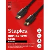 Staples TECH 4 ft. HDMI to HDMI Audio/Video Cable, Male to Male, Black, 2/Pack (ST62478)