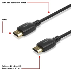 Staples TECH 4 ft. HDMI to HDMI Audio/Video Cable, Male to Male, Black (ST62468)