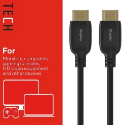 Staples TECH 4 ft. HDMI to HDMI Audio/Video Cable, Male to Male, Black (ST62468)