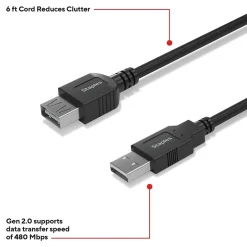 Staples TECH 6 ft. USB-A to USB-A Cable, Male to Male, Black (ST62439)