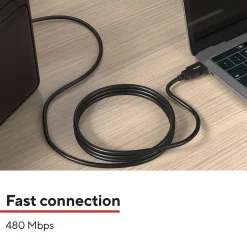 Staples TECH 6 ft. USB-A to USB-B 2.0 Cable, Male to Male, Black (ST62438)