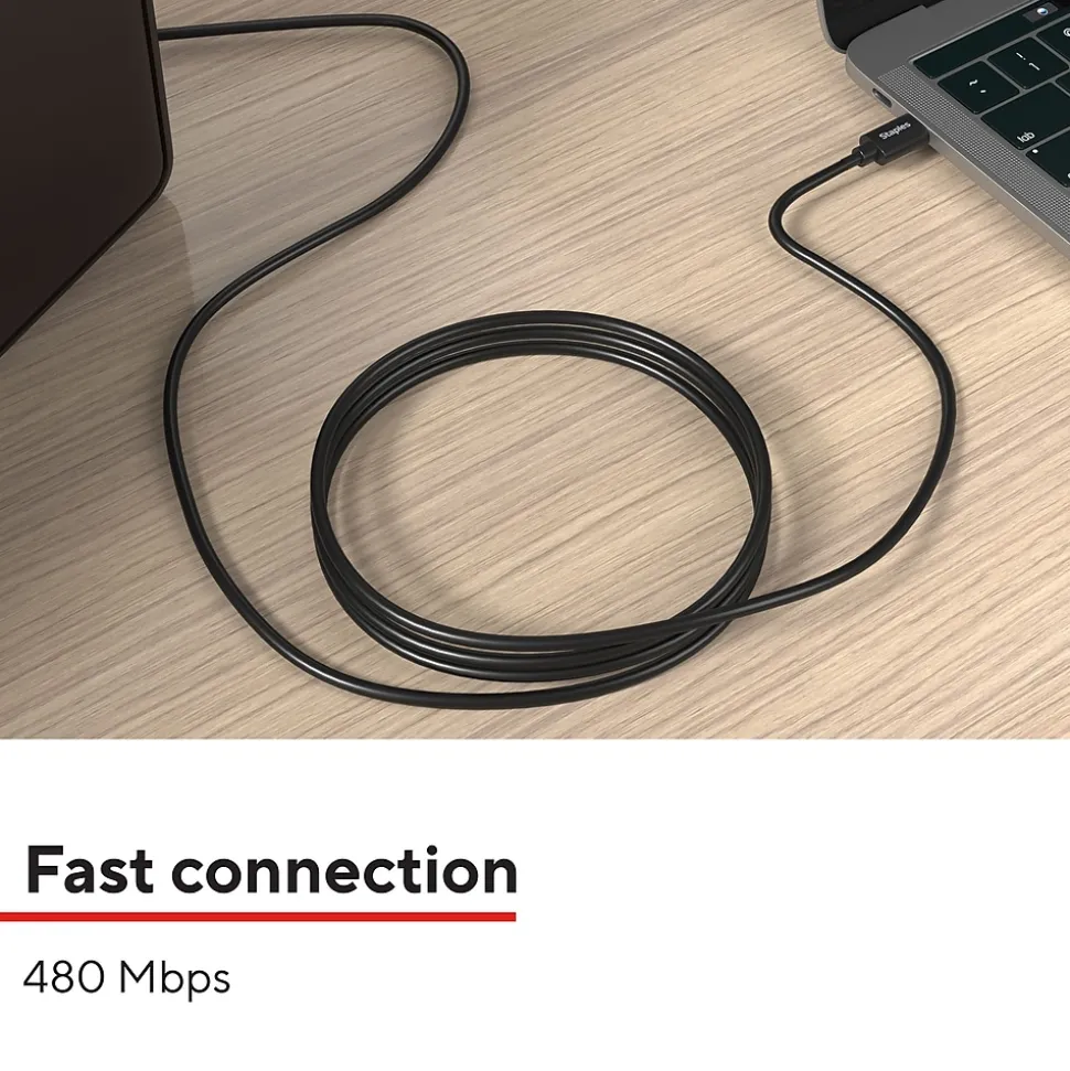 Staples TECH 6 ft. USB-C to USB-B 2.0 Cable, Male to Male, Black (ST62444)