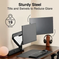 Staples TECH Adjustable Dual Arms, Up to 30" Monitor, Black (51729-CC)