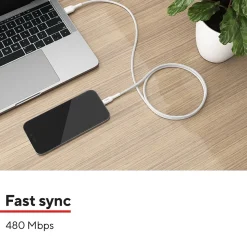 Staples TECH Lightning to USB-A Charging Cable, 6.6 ft., White (ST62331)