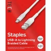 Staples TECH Lightning to USB-A Charging Cable, 3.3 ft., White (ST62329)