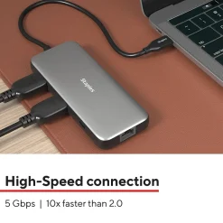 Staples TECH 8-Port Hub, Gray (ST62383)