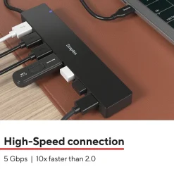 Staples TECH 7-Port USB 3.0 Hub, Black (ST62371)