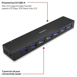 Staples TECH 7-Port USB 3.0 Hub, Black (ST62371)