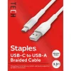 Staples TECH USB-C to USB-A Charging Cable, 3.3 ft., White (ST62337)
