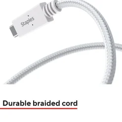 Staples TECH USB-C to USB-A Charging Cable, 3.3 ft., White (ST62316)