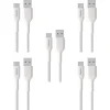 Staples TECH USB-C to USB-A Charging Cable, 6.5 ft., White, 5/Pack (ST62338-5pk-VB)