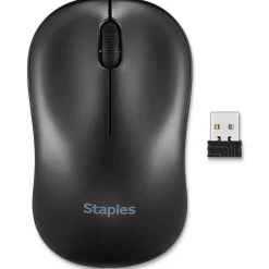 Staples TECH Wireless Ambidextrous Optical USB Mouse, Black (ST62601)