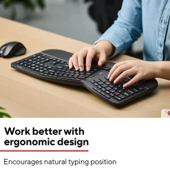 Staples TECH Wireless Ergonomic Keyboard, Black (ST62603)