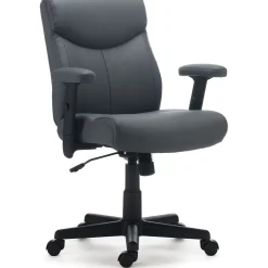 Staples Traymore Ergonomic Faux Leather Swivel Computer and Desk Chair, Gray (53246)