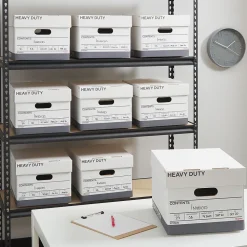 Staples Triple Wall Heavy Duty File Box, Lift Off Lid, Letter/Legal, White/Gray, 12/Carton (TR59220)