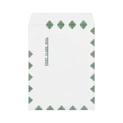 Staples Tyvek EasyClose Catalog Envelopes, 10"L x 13"H, White with Green Diamond Border, 100/Box (SPL17173)