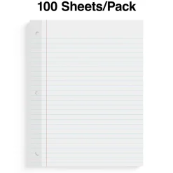 Staples Wide Ruled Filler Paper, 8" x 10.5", White, 100 Sheets/Pack, 12 Packs/Carton (TR23904)