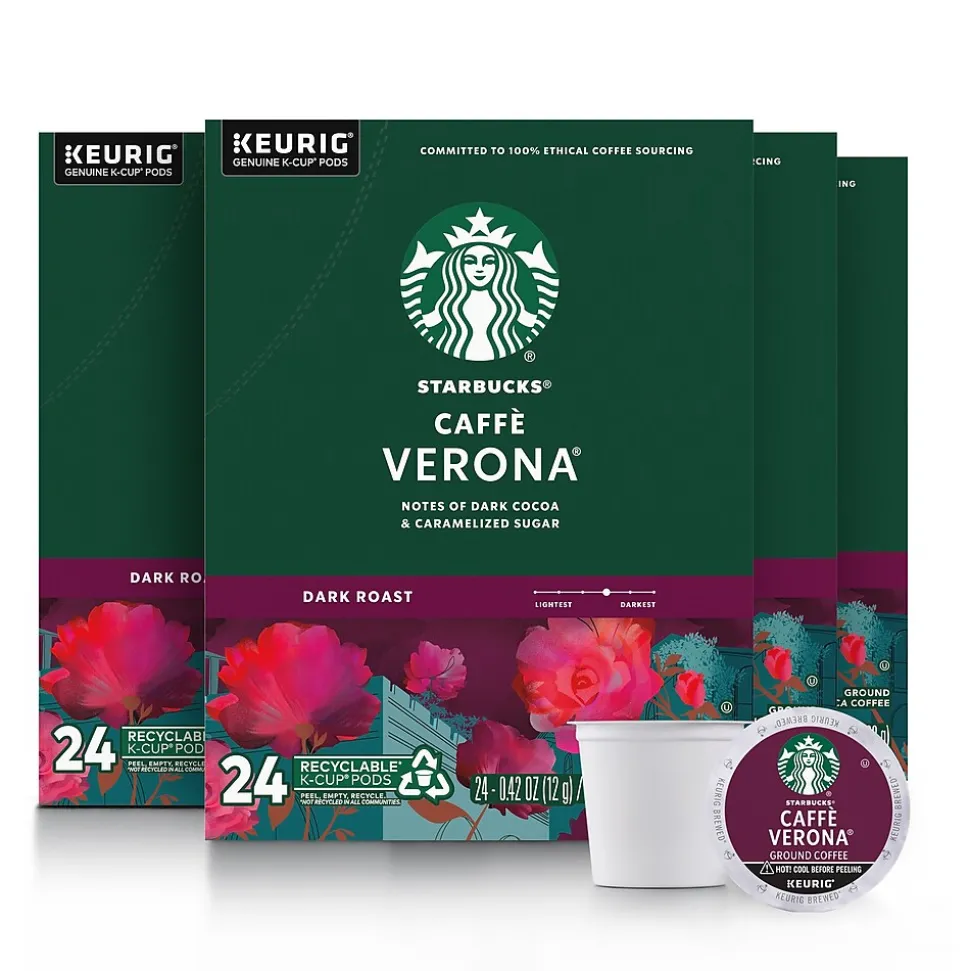 Starbucks Caffe Verona Coffee Keurig® K-Cup® Pods, Dark Roast, 96/Carton (SBK18998CT)