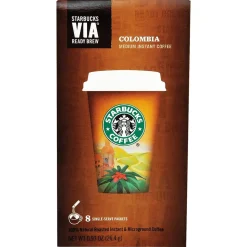Starbucks VIA Instant Colombia Coffee, 0.12 oz, 8/Box (11009529)