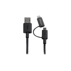 StarTech 3.3' Lightning/Micro USB to USB Male to Male Cable, Black (LTUB1MBK)
