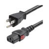 StarTech 12' NEMA 5-15P to Locking C13 Power Cable, Male to Female, Black (27LC-4B00-POWER-CORD)