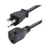 StarTech 10' NEMA 5-15P to NEMA 5-15R Power Cable, Male to Female, Black (231A-8A00-POWER-CORD)