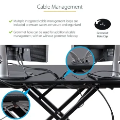 StarTech Adjustable Large Surface Corner Sit Stand Desk Converter for Dual Monitors, Keyboard Tray, 35
