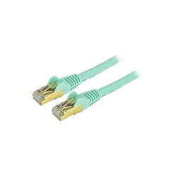 StarTech 4ft Aqua Cat6a Shielded Patch Cable, Cat6a Ethernet Cable, 4 ft Cat 6a STP Cable, Snagless RJ45 Ethernet Cord
