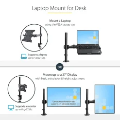 StarTech Laptop Desk Mount 34" for Laptops, Black (A-LAPTOP-DESK-MOUNT)