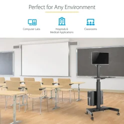 StarTech.com Adjustable Mobile Workstation Cart with Monitor Mount, 50.4