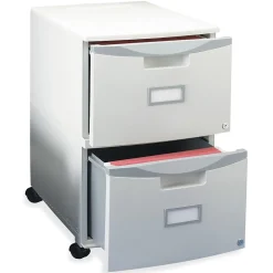 Storex 2-Drawer Mobile Vertical File Cabinet, Letter/Legal Size, Lockable, 26"H x 14.75"W x 18.25"D, Gray (61301B01C)