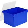 Storex Plastic Locking File Tote, Letter/Legal, Blue (STX61554U01C)