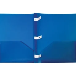 Storex 2-Pocket Poly Folder with Plastic Prongs, Blue (50313U18C)