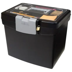 Storex Portable File Storage Box, Letter, Black (STX61502U01C)
