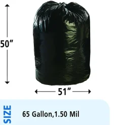 Stout 65 Gallon Industrial Trash Bag, 51" x 50", 1.5 mil, Brown, 100 Bags/Box (STOT5051B15)